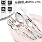 Pleafind 72-Pieces Silverware Set for 12, Flatware Set with Steak Knives, Stainless Steel Cutlery Set, Include Forks Spoons and Knives Set, Dishwasher Safe Utensil Sets for Home Restaurant