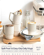 getstar Ceramic Coffee Mugs Set of 4 with Large Handles, Tall Coffee Cups 17OZ Gift Set for Men Women, Porcelain Mug for Latte, Hot Tea, Cappuccino, Milk, Cocoa, Microwave & Dishwasher Safe