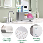 PARKMANI Toothbrush Holders for Bathroom Countertop Organizer, Brushed Nickel Tooth Brush Holder, Kids Electric Toothbrush and Toothpaste Holder with Drainage (Brushed Silver)