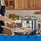Stainless Steel Cookware Set, 5-ply cookware，8-Piece Pots and Pans Set, 316L Professional Grade, Oven and Broiler Safe to 650°F, Dishwasher Safe, Durable, Induction Compatible, Silver
