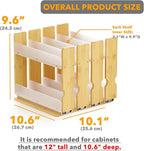 SpaceAid Bamboo Pull Out Spice Rack Organizer for Cabinet, Heavy Duty Slide Out Seasoning Kitchen Pantry Sliding Vertical Organization, 10.1" Wide, 4 Drawers(2" Wide), 2-Tier, Natural