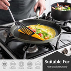 Innerwell Stainless Steel Crepe Pan - 11inch Nonstick Crepe Pan, Stainless Steel Honeycomb Coating Pancake Pan, Non Stick Flat Skillet Tawa Dosa Tortilla Griddle Pan, Induction Compatible, PFOA Free