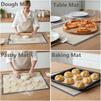 Silicone Baking Pastry Dough Mat - 32x24Inch Extra Large Cookie Bread Rolling Mats Sheet, Nonstick Kitchen Counter Kneading Board Thick Reusable Pie Cookies Pizza Fondant Making Matt Measurement(Gray)