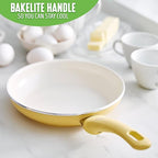 GreenLife Nonstick 8" Frying Pan Skillet, Non-Toxic PFAS-Free Ceramic Nonstick, Dishwasher & Oven Safe, Stay-Cool Handles, Wobble Free, Yellow