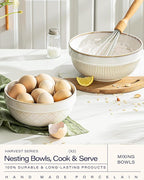 getstar Large Serving Bowls, Ceramic Salad Bowl Set of 4, Microwave and Dishwasher Safe, Farmhouse Kitchen Decorative Nesting Bowls Set (8"+7")