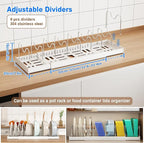 Pots and Pans Organizer Under Cabinet, 22" Expandable Food Storage Container Lid Organizers with 9 Adjustable Dividers Pot and Pan Lid Holders Rack Inside Cabinet/Countertop(1 Pack, White)
