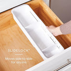 YouCopia DrawerFit Expandable Kitchen Drawer Organizer: Sliding Storage Tray for Utensils & Accessories in Deep Drawers, Expandable 15–23" wide, White Speckled BPA-free