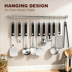 46Pcs 18/8 Stainless Steel Kitchen Utensils Set, Stainless Steel Cooking Utensils, Complete Tools with Metal Kitchen Gadgets for Beginner Cooks, Apartment Dwellers, Homemakers, Dishwasher Safe