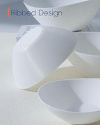 LaGlint 12 OZ Bowl Set of 6, Opal Glass 6 inch Oval Small Ice Cream Bowls for Breakfast Snack Dessert, Side Dishes, Fruit Kitchen, Microwave & Dishwasher Safe, White