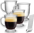 Mfacoy Glass Coffee Mugs Set of 4, Clear Large Coffee Mug 15 Oz With Handles for Hot Beverages, Clear Mugs for Tea, Cappuccino, Latte, Espresso Coffee, Juice, Glass Coffee Cups | Large Coffee Mug, With Handles, for Hot Beverages, Clear Mugs, for Tea, C...