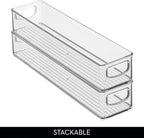iDesign Slim Clear Plastic Storage Bin, Extra Long Narrow Stackable Organizer for Kitchen and Pantry, 2-Pack
