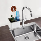 RedCall Kitchen Sink Caddy Organizer Counter,Dish Sponge Holder and Brush Holder with Drip Tray,Plastic Sinkware Caddy,Bathroom Toothbrush Holder (1 Sink Caddy)