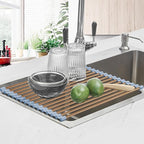 Seropy Roll Up Dish Drying Rack Over The Sink Drying Rack for Kitchen Counter, Rolling Dish Rack Over Sink Mat, Foldable Dish Drainer Stainless Steel Rack Kitchen Organization Gold 17.5"x11.8"