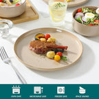 vancasso PLAYA Ceramic Plates and Bowls Sets, 18 Pieces Brown Dinnerware Sets for Kitchen, Reactive Glaze Dishes Set for 6, Dishwasher and Microwave Safe