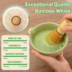 MONOJOY Matcha Whisk Set Ceramic Bowl Kit with Spout, Bamboo Chasen and Holder, Scoop Rest,Sifter Tea Towel Ceremonial Cute Matcha Tea Making Tool,Gift Perfect for Latte Lovers | Beginners,7pcs