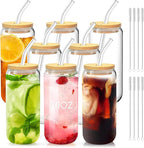 Glass Tumblers with Lids and Straws Set of 8 – 20oz Iced Coffee Tumblers for Family Gatherings, Holiday Parties, and Daily Drinks – Gift-Ready Drinkware for Women, Friends, or Hostess