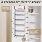 Delamu Over the Door Pantry Organizer, 6-Tier Metal Pantry Door Organization and Storage, Hanging Kitchen Basket Spice Rack Seasoning Shelves, Cabinet Door Organizer for Easy Install,D5xW18xH50inch