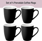 BTaT- Porcelain Coffee Mugs Set, 16 Ounces, 4 Pack, Black Ceramic Coffee Mugs with Handle, Restaurant Cups for Mocha, Tea, Cappuccino, Cocoa, Cereal, Mug Gift Set, Dishwasher and Microwave Safe