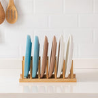 HBlife 4pcs Bamboo Dish Plate Bowl Cup Book Pot Lid Cutting Board Drying Rack Stand Drainer Storage Holder Organizer Kitchen Cabinet（Keep Dry）
