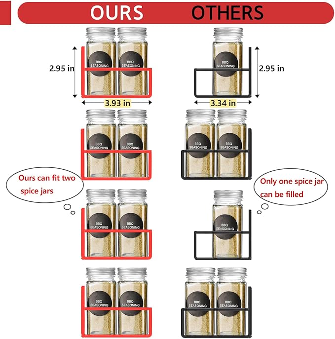 Magnetic Spice Rack for Refrigerator Seasoning Organizer for Spice Fridge Shelf storage Magnetic Shelf with Hook for Oven(6pack) (4Pack-red)