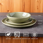 AmorArc Ceramic Dinnerware Sets,Handmade Reactive Glaze Stoneware Plates and Bowls Sets,Highly Scratch Resistant | Dishwasher & Microwave Safe Dishes Set,Service for 6 (18pc)