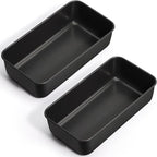 P&P CHEF Loaf Pan Set, 9 x 5 Inch Bread Pans, Stainless Steel Loaf Toast Baking Pans For Bread Meatloaf Lasagna Cake, Healthy & Non Toxic, Oven Safe& Easy Clean, (Black, 2Pcs)