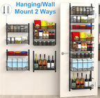 Over the Door Pantry Organizer, 8-Tier Over the Door Organizer with Adjustable Basket, Pantry Door Organization for Pantry Kitchen Storage Room Spice Rack, Black