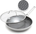 GreenPan Hybrid 12” Nonstick Stainless Steel Frying Pan with Lid, APEX Tri-Ply Thermobond PFAS-Free Ceramic Skillet, Induction & All Cooktop Compatible, Oven Temp to 850°F, Dishwasher Safe, Silver