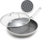 GreenPan Hybrid 12” Nonstick Stainless Steel Frying Pan with Lid, APEX Tri-Ply Thermobond PFAS-Free Ceramic Skillet, Induction & All Cooktop Compatible, Oven Temp to 850°F, Dishwasher Safe, Silver