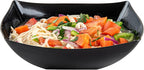 Restaurantware Moderna 32 Ounce Fancy Plastic Bowls 10 Square Disposable Salad Bowls - Durable Heavy-duty Black Plastic Bowls For Warm And Cold Foods (Pack of 3)