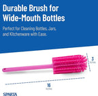 SPARTA Scrub Brush Bottle Brush, Dishwasher Safe Brush with Hanging Hole for Cleaning, Plastic, 16 Inches, Pink