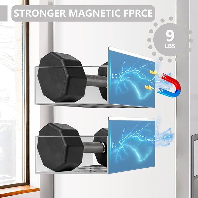 Magnetic Spice Rack Organizer for Fridge Seasoning Organizer for Kitchen storage with Screw Magnetic Shelf with Hook for Refrigerator and Oven (6pack-Grey)
