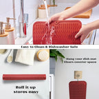 ZLR Silicone Dish Drying Mat & Heat Resistant Trivet (12" x 16") - Waterproof Counter Protector for Air Fryer, Coffee Maker - Non-Slip, BPA Free Kitchen Pad, Easy Clean Dishwasher Safe (Lava Red)