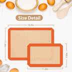 Silicone Baking Mat, Reusable Silicone Oven Baking Sheet, Heat Resistant Nonstick Food Safe Baking Mat for Cookie, Bread, Pastry (Pack of 3) (Orange)