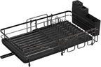 Foldable Dish Drying Rack for Kitchen Counter, Drying Rack Kitchen Counter, Sink Dish Drainer with Plate Holder, Small Kitchen Dish Strainer & Dish Dryer Organizer, Adjustable 13.7"-22.83"