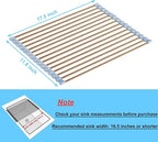 Seropy Roll Up Dish Drying Rack Over The Sink Drying Rack for Kitchen Counter, Rolling Dish Rack Over Sink Mat, Foldable Dish Drainer Stainless Steel Rack Kitchen Organization Gold 17.5"x11.8"