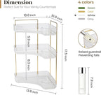 Aveniee Corner Bathroom Counter Organizer, Bathroom Countertop Shelf Makeup Storage, Clear Perfume Tray Holder (3 Tiers, White)