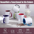 TANGLONG Sublimation Mugs 11 oz Sublimation Cups Bulk Coffee Mugs Tazas Para Sublimar 6 Assorted Colors Set of 12