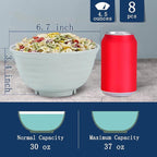 Homestockplus Unbreakable Cereal Bowls 30 OZ Ramen Bowl Microwave and Dishwasher Safe BPA-Free Eco-Friendly Deep Soup Bowl for Cereal, Salad, Soup, Rice（NOT CERAMIC） [Set of 8]