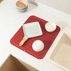 MicoYang Silicone Dish Drying Mat for Multiple Usage,Easy clean,Eco-friendly,Heat-resistant Silicone Mat for Kitchen Counter or Sink,Refrigerator or Drawer Liner Red XL 18 inches x 16 inches