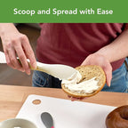 Tovolo Scoop and Spread Large Dual End Silicone Sandwich Spreader Tool with Nylon Handle, BPA Free Dishwasher Safe Silicone and Nylon Tool for Spreading and Scooping, Buttercream and Ivory