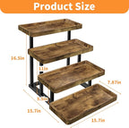 4 Tier Cupcake Stand, 15.7" Large Wooden Serving Tray for Party Food Display, Rustic Tiered Tray Decor Capable of Dessert Table & Perfume Organizer, with Sturdy Metal Frame
