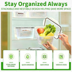 PRAKI 5-Pack Large Fruit Storage Containers for Fridge with Removable Colander, 2 in 1 Produce Storage Containers, BPA-Free Fridge Organizers and Storage Keep Fruits, Vegetables, Berry Fresh Longer