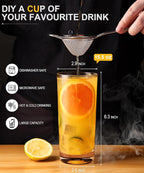 Drinking Water Glasses Set of 6, 15.5oz Highball Glasses, Lead-Free Crystal Glassware with Unique Wide Mouth, Thoughtful Gifts for House Warming, Birthdays, Everyday Life