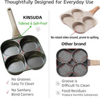 4-Cup 4-Hole Divided Titanium Nonstick Egg Pan, Induction Compatible 4-in-1 Breakfast Skillet for Pancakes, Burger Patties, Omelettes, PFOA-Free, Fast Heating, Dishwasher Safe
