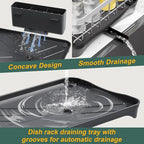 LIYI Dish Rack for Kitchen Counter,Stainless Steel Drying Rack,304 Stainless Steel with Drainage Plate,Large Capacity Utensil Storage System,Intelligent Drainage and Deflector Structure,Black