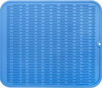 MicoYang Silicone Dish Drying Mat for Multiple Usage,Easy clean,Eco-friendly,Heat-resistant Silicone Mat for Kitchen Counter or Sink,Refrigerator or Drawer Liner Lichen BlueL XL 18 inches x 16 inches