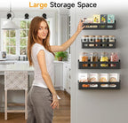6 Pack Strong Magnetic Spice Rack for Refrigerator, Multipurpose Magnetic Shelf for Fridge with 4 Hooks for kitchen and Bathroom Organization, Black