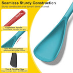 Beijiyi 3 Pack Silicone Spatula Spoon, 12.6 In, Multifunction Kitchen Cooking Spoons, Great for Nonstick Cookware Cooking and Serving, BPA-Free Seamless Design, Multicolor (Black/Blue/Red)