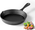Cast Iron Skillets, 8 Inch Frying Pan with Teardrop Handle, Oven Safe, Durable Camping Cookware for Stove & Grill Use, Indoor/Outdoor